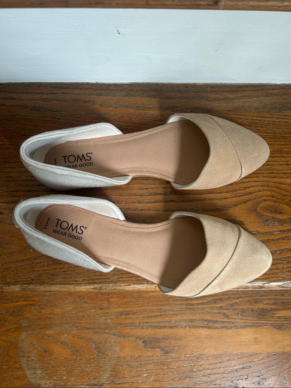 TOMS Two-Tone Beige and White D'Orsay Flats